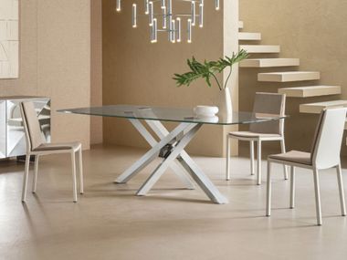 Fixed or extendable glass table SHANGAI RIFLESSI