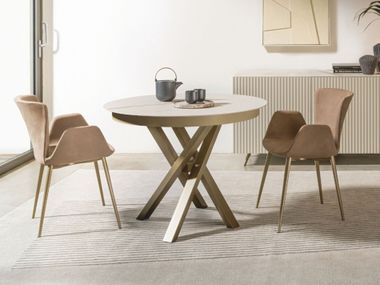 Fixed or extendable round table with ceramic top Shangai RIFLESSI