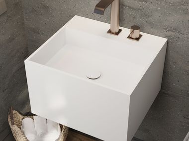 Wall-mounted Corian® handrinse basin ANDROMEDA MINI DEEP CORIAN® RILUXA