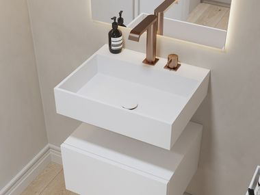 Wall-mounted Corian® handrinse basin ANDROMEDA MINI SLIM CORIAN® RILUXA
