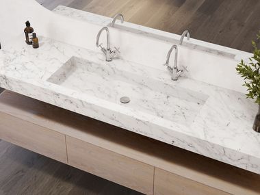 Wall-mounted double marble washbasin ANDROMEDA PLUS SLIM MARBLE RILUXA