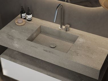 Wall-mounted single Corian® washbasin ANDROMEDA SLIM CORIAN® RILUXA