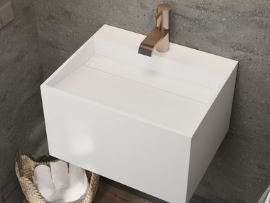 Wall-mounted Corian® handrinse basin CASSIOPEIA MINI DEEP CORIAN® RILUXA