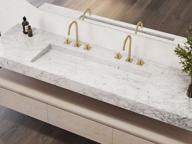 Wall-mounted double marble washbasin CASSIOPEIA PLUS SLIM MARBLE RILUXA