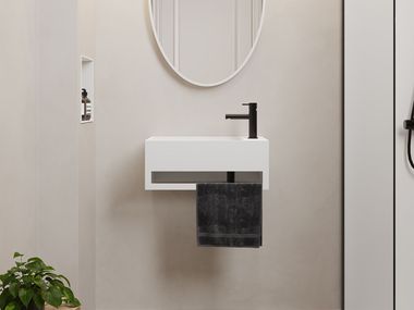 Wall-mounted Corian® handrinse basin CITY RILUXA