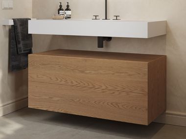 Suspended solid wood bathroom cabinet with drawers GAIA WOOD RILUXA