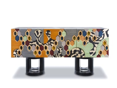 Madia in legno impiallacciato con ante a battente HONEY COMB R'Kan