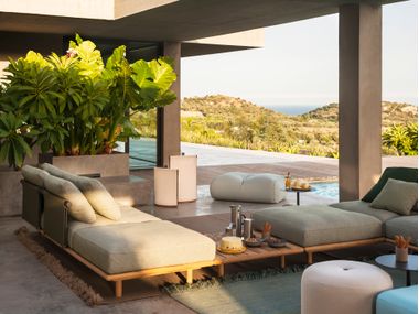 Divano da giardino angolare in tessuto EDEN RODA