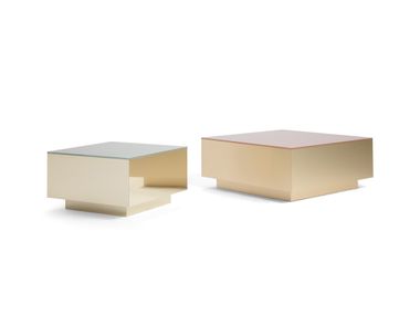 Brass coffee table with glass top RODOLFO DOM Edizioni