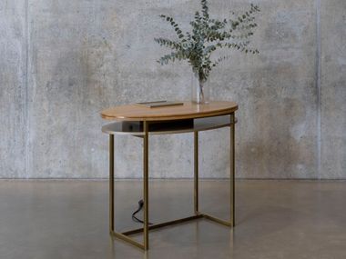 Brass secretary desk with oak top FLEMI RYTSOLA