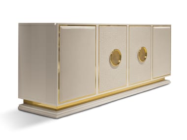 Madia in legno con ante a battente in pelle CLASS Radice