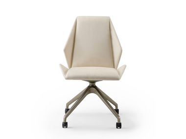 Upholstered fabric chair with castors ORIGAMI Reflex