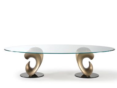 Oval glass dining table PARENTESIS 72 Reflex