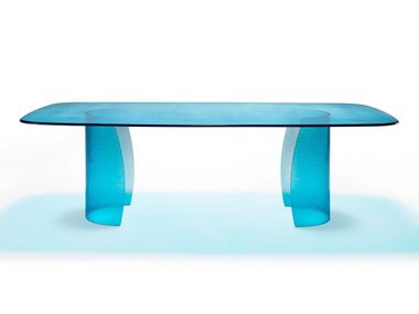 Rectangular glass table PETALO 72 ACQUA Reflex