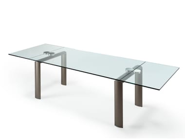 Tavolo allungabile rettangolare in vetro POLICLETO Reflex