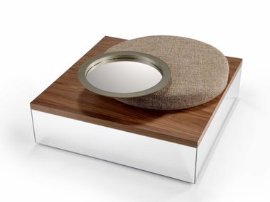 Low square wood and glass coffee table VIS A VIS 40 Reflex
