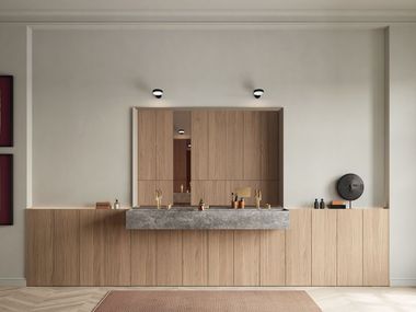 Composizione in rovere Light e marmo Grigio Bruma VISION EVOKE Rexa