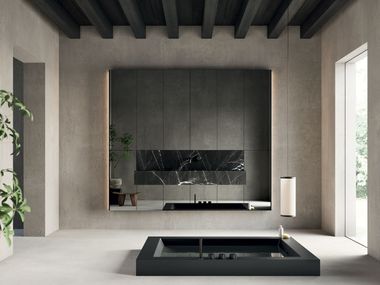 Mobile con Mirror Grigio e Marmo Nero Marquinia VISION EVOKE Rexa