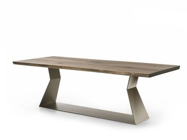 Rectangular solid wood table with iron base BEDROCK 100+6 Riva 1920