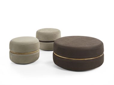 Round leather pouf MACARON Riva 1920