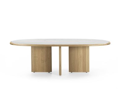 Oval table in wood and marble SUISEKI Riva 1920