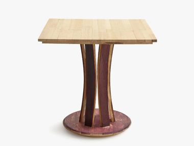 Square Barrique wood table with central base MATTIA Riva 1920