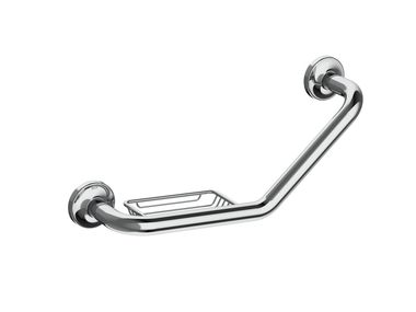 L-shaped metal grab bar with soap holder COMFORT Roca