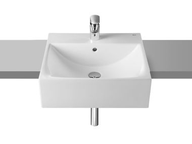 Rectangular porcelain washbasin with overflow DIVERTA 32711S..0 Roca