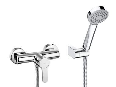 External chromed brass shower mixer with hand shower L20 5A2009C02 Roca