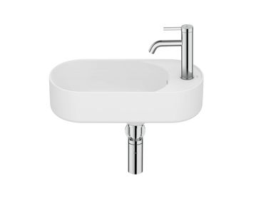 Wall-mounted oval porcelain handrinse basin MERIDIAN 327740..0 Roca