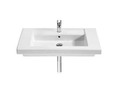 Rectangular wall-mounted porcelain washbasin PRISMA 32754 Roca