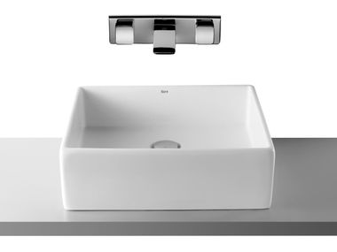 Rectangular countertop porcelain washbasin SOFIA 327720..0 Roca