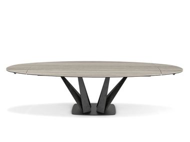 Extending ceramic dining table ALLIAGE Roche Bobois