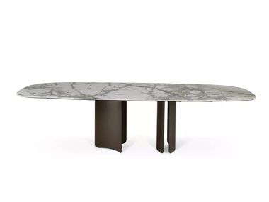 Extending ceramic dining table DELTALIS Roche Bobois