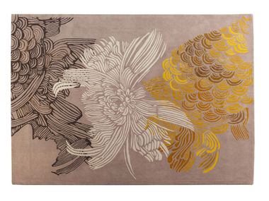 Handmade rectangular wool rug GOLDEN SCALES Roche Bobois