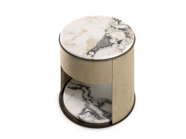 Comodino rotondo in marmo con cassetti FLOYD Rugiano