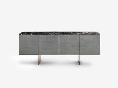 Leather sideboard with doors PENELOPE LOW Rugiano