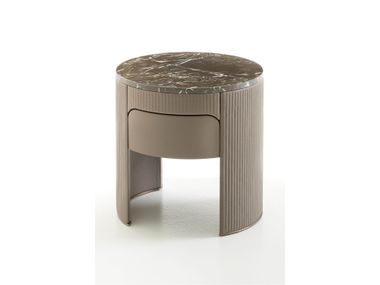 Comodino rotondo in pelle con piano in marmo VOGUE Rugiano