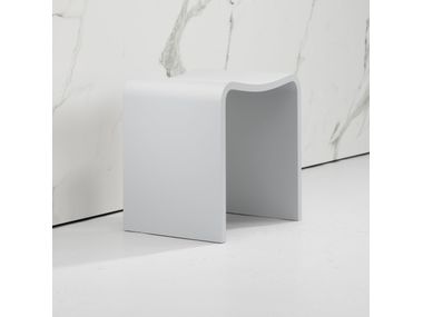 Sgabello Da Bagno PB4001 - Resina Minerale, Bianco Opaco, Portata 120kg, 43x43x23.5cm - Foto 8