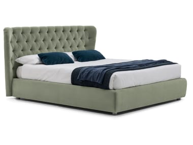 Storage bed with tufted headboard SELENE | Storage bed