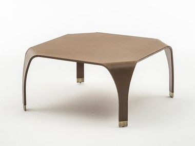 Low leather central coffee table SEMPIONE SC5089 OAK