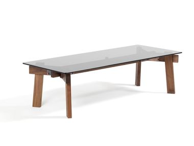 Tavolino basso rettangolare in legno e vetro SIZE Blå Station