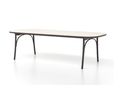 Rectangular garden dining table in aluminum and stone ARATA SKLD Studio