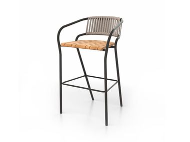 Outdoor barstool in aluminum and teak EKI SKLD Studio