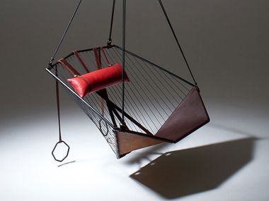 ANGULAR SLING Leather hanging chair swing seat By Studio Stirling ...