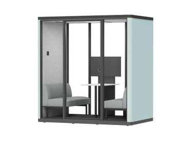 Multi-person acoustic office pod with table SILENS MEETBOX4 SPARK