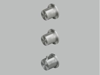 Wall-mounted stainless steel thermostatic mixer set STEREO 16 49 QuadroDesign