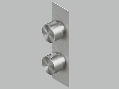 Wall-mounted stainless steel thermostatic mixer set STEREO 16 88.0 QuadroDesign