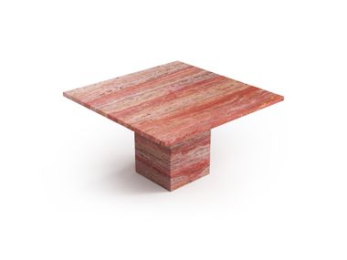 Square coffee table in red travertine CARRERA STONE VALLEY