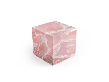 Cubic side table in pink onyx GEMA STONE VALLEY